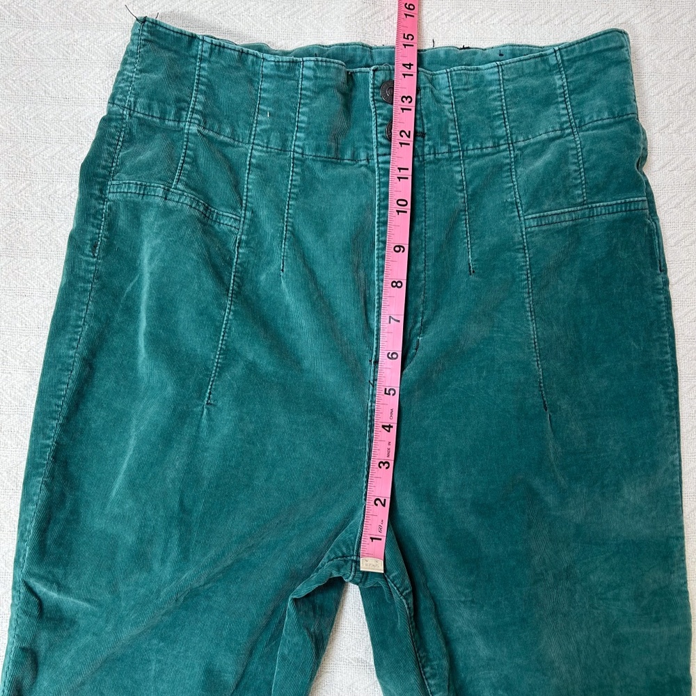 We The Free Jayde Cord Flare Jeans green blue teal emerald High Rise - Sz 31 - Picture 4 of 9